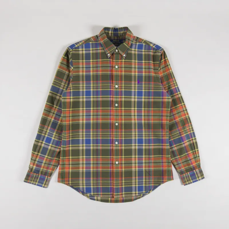 Polo Ralph Lauren Checked Oxford Cotton Shirt Green Orange