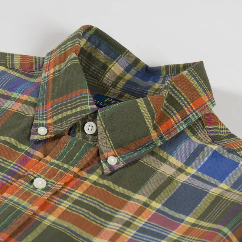 Polo Ralph Lauren Checked Oxford Cotton Shirt Green Orange-4