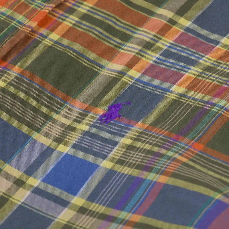 Polo Ralph Lauren Checked Oxford Cotton Shirt Green Orange-6