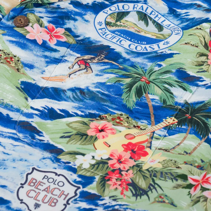 Polo Ralph Lauren Mens Beach Print Camp Shirt Polo Surf Scenic