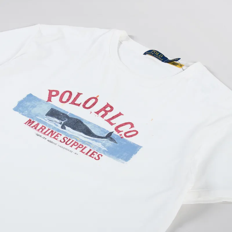 Polo Ralph Lauren Mens Jersey Graphic T Shirt Deckwash White