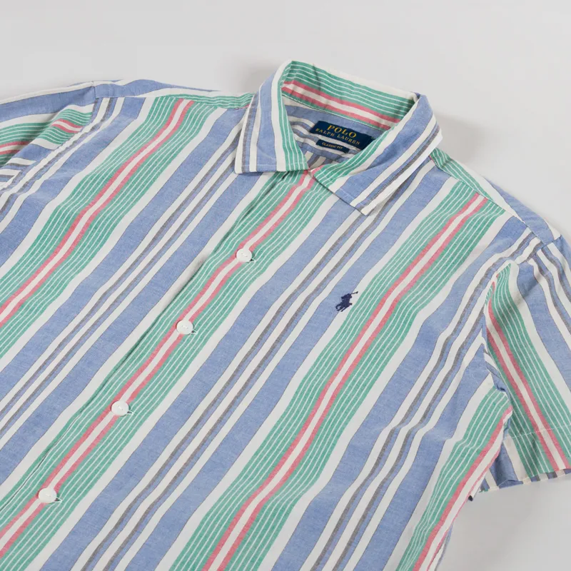Polo Ralph Lauren Striped Chambray Camp Shirt Blue Green Multi-1