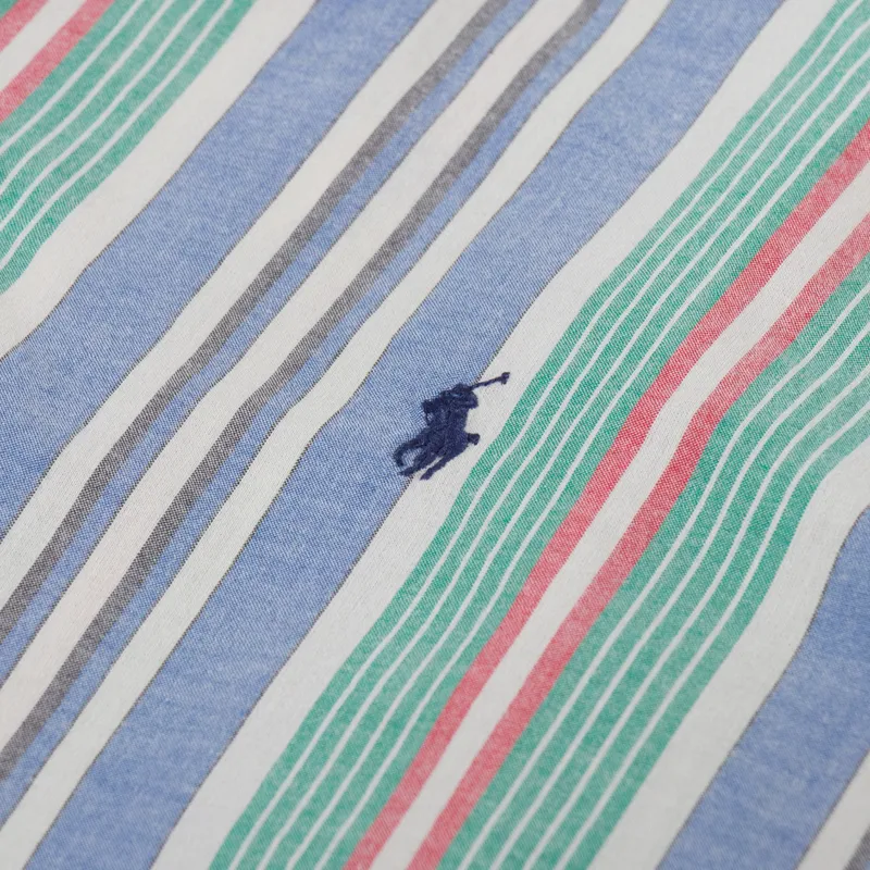 Polo Ralph Lauren Striped Chambray Camp Shirt Blue Green Multi-3