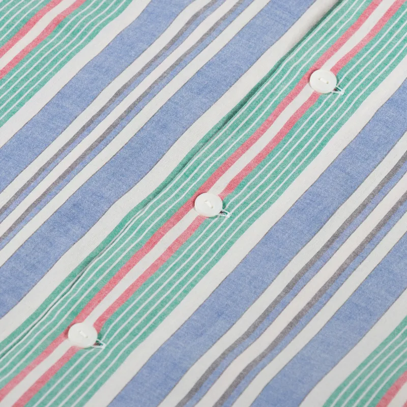 Polo Ralph Lauren Striped Chambray Camp Shirt Blue Green Multi-5