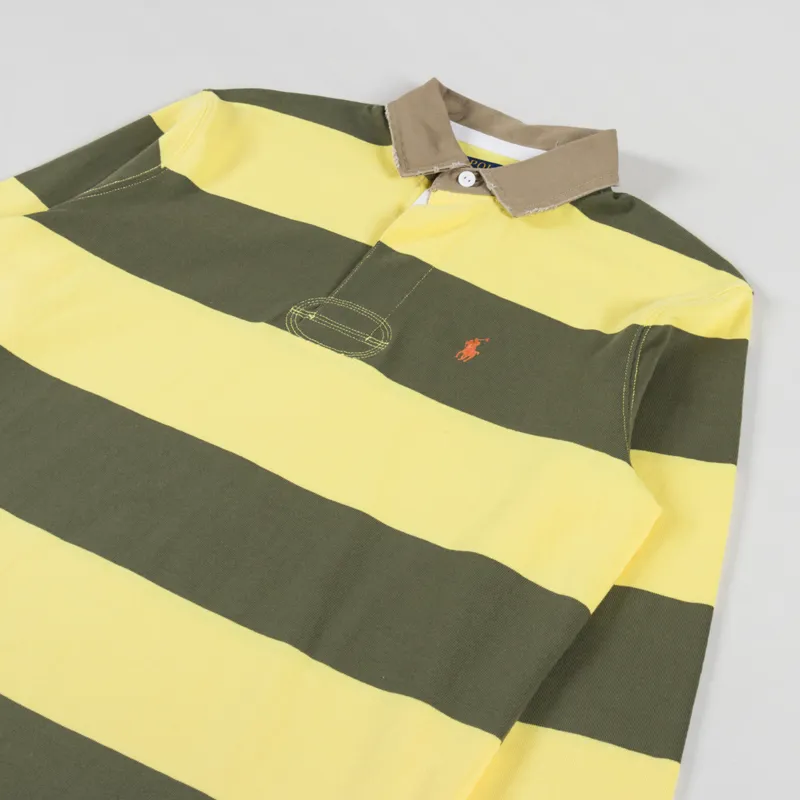 Polo Ralph Lauren Khaki Collar Rugby Shirt New Olive Sunfish Yellow-2