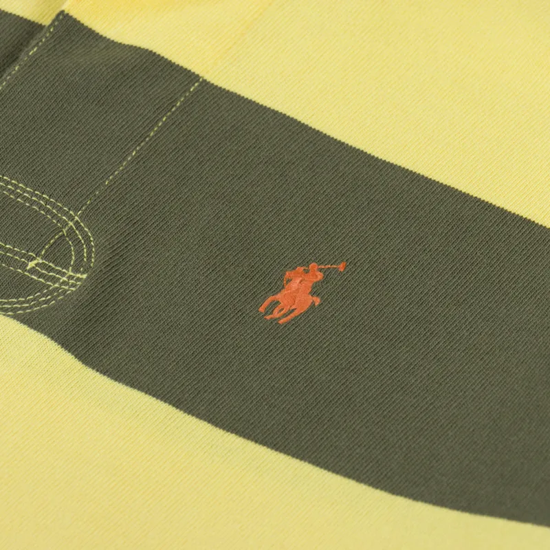 Polo Ralph Lauren Khaki Collar Rugby Shirt New Olive Sunfish Yellow-5