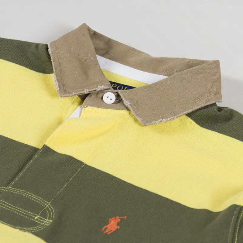 Polo Ralph Lauren Khaki Collar Rugby Shirt New Olive Sunfish Yellow-4