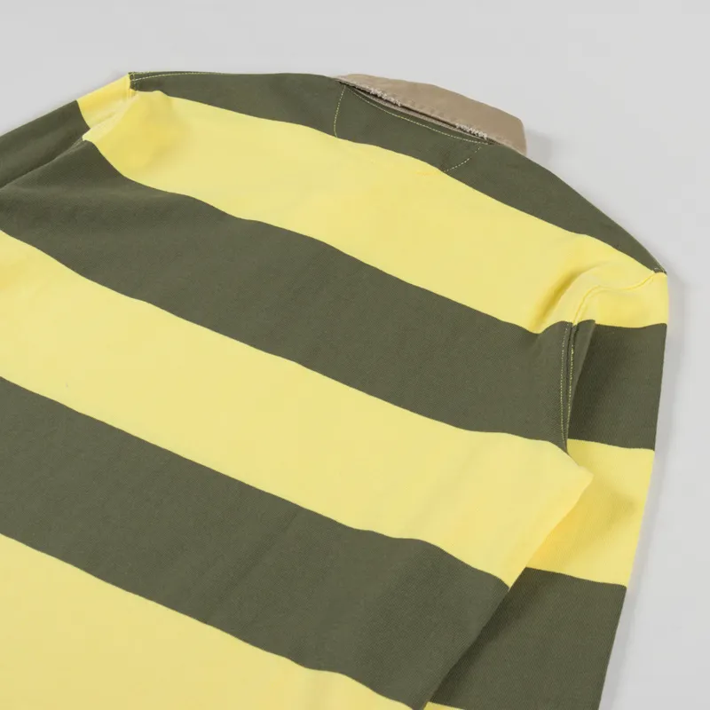 Polo Ralph Lauren Khaki Collar Rugby Shirt New Olive Sunfish Yellow-3