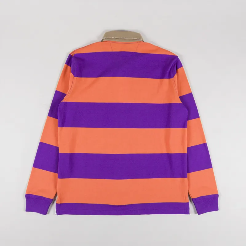 Polo Ralph Lauren Khaki Collar Rugby Shirt Kona Orange Tie