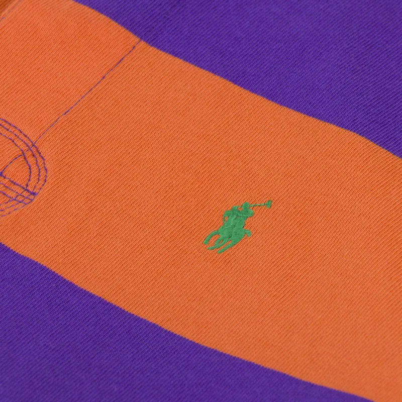 Polo Ralph Lauren Khaki Collar Rugby Shirt Kona Orange Tie Purple-5