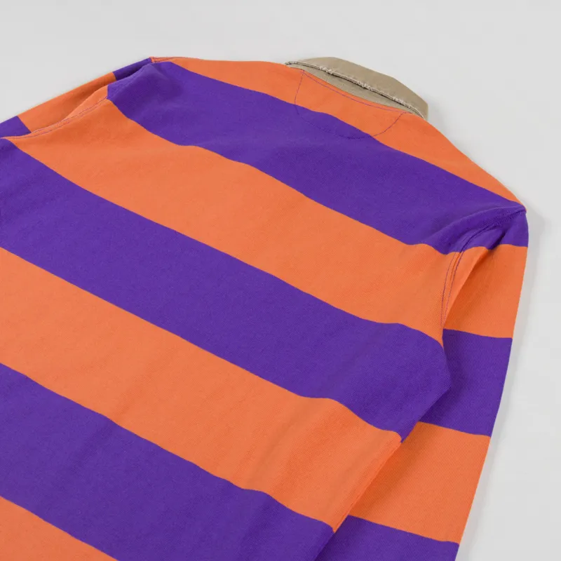 Polo Ralph Lauren Khaki Collar Rugby Shirt Kona Orange Tie Purple-3