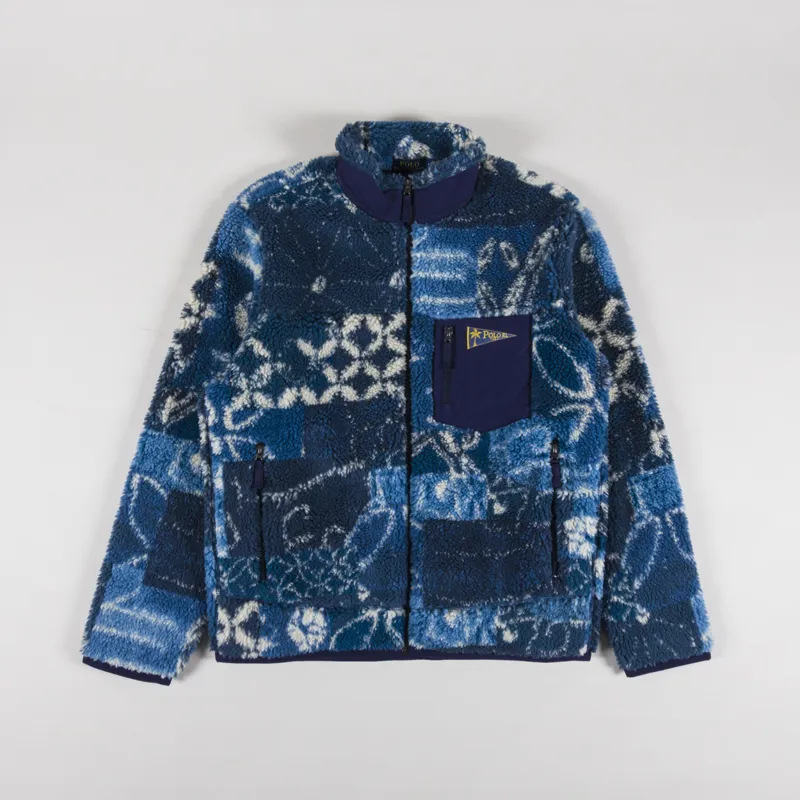 Polo Ralph Lauren Shibori Inspired Fleece Jacket Indigo