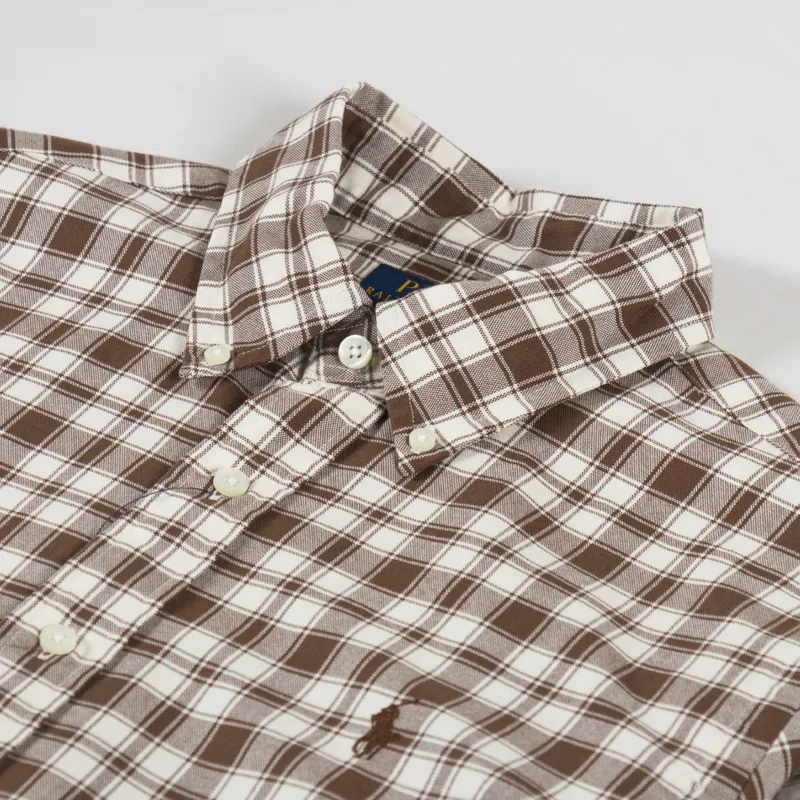 Polo Ralph Lauren Custom Fit Plaid Oxford Shirt Brown Cream-3