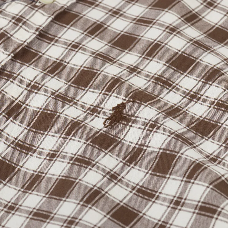 Polo Ralph Lauren Custom Fit Plaid Oxford Shirt Brown Cream-5