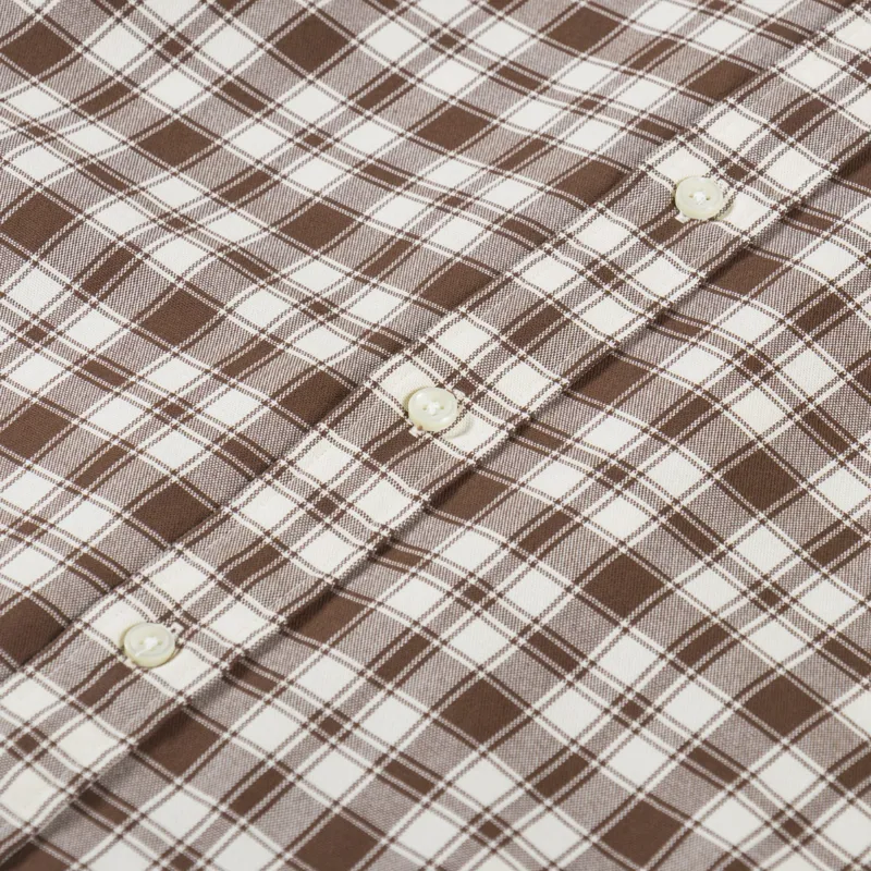 Polo Ralph Lauren Custom Fit Plaid Oxford Shirt Brown Cream-4