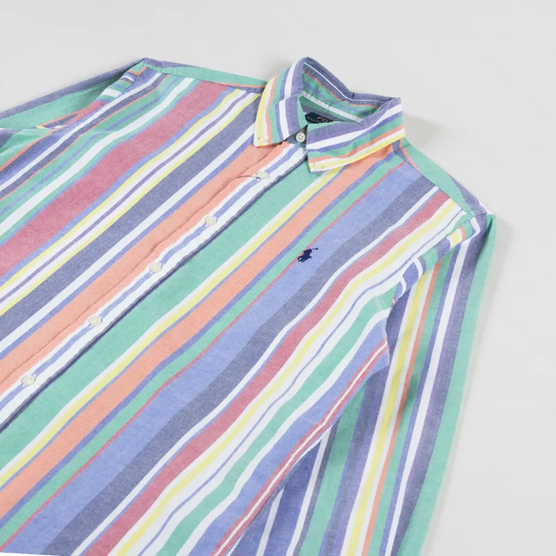 Polo Ralph Lauren Custom Fit Striped Oxford Shirt Navy Red Multi-2