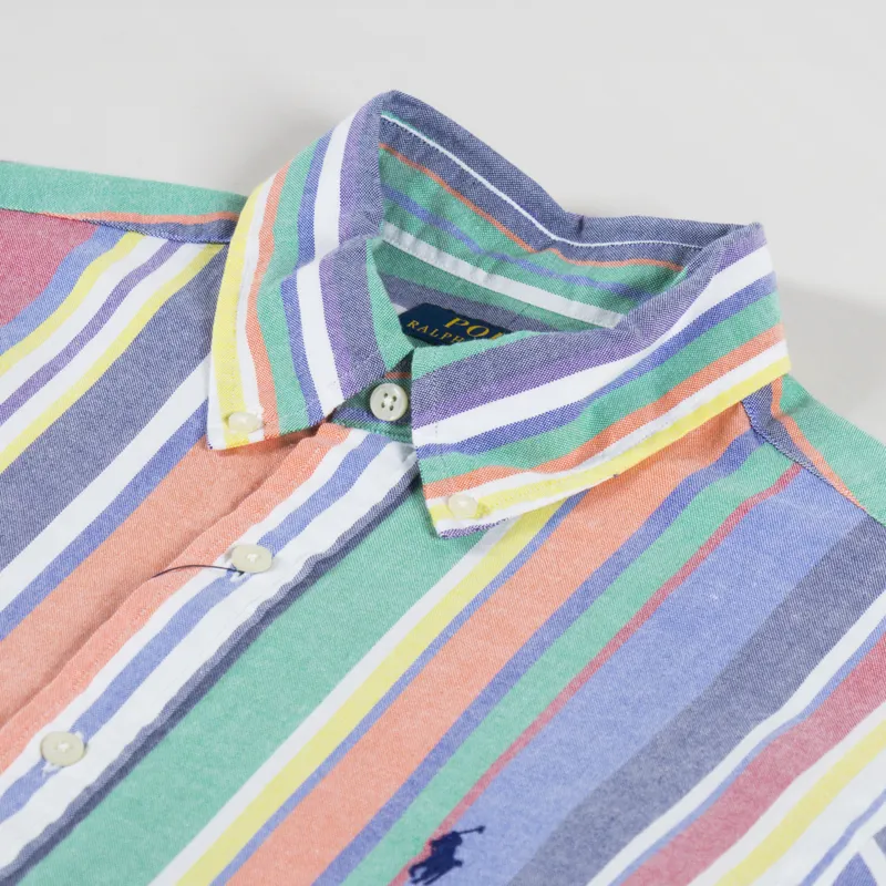 Polo Ralph Lauren Custom Fit Striped Oxford Shirt Navy Red Multi-4