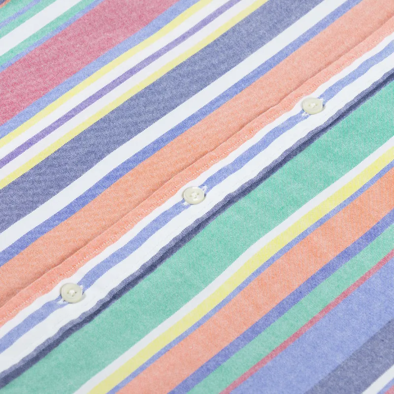 Polo Ralph Lauren Custom Fit Striped Oxford Shirt Navy Red Multi-6