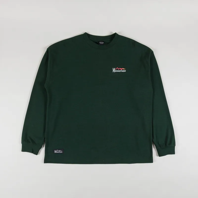 Manastash Chillmesh Original Logo Long Sleeve T Shirt Dark Green-1
