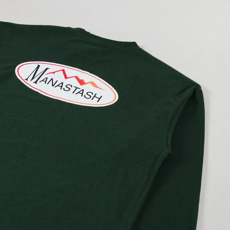 Manastash Chillmesh Original Logo Long Sleeve T Shirt Dark Green-2