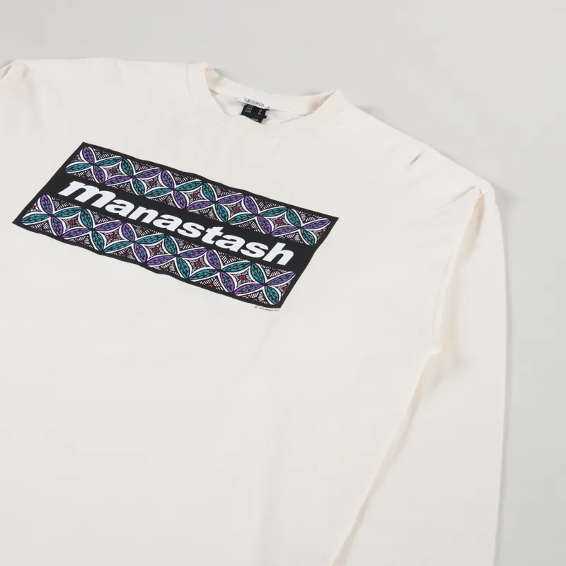 Manastash RE CTN Kaleidescope Long Sleeve T Shirt Off White-1