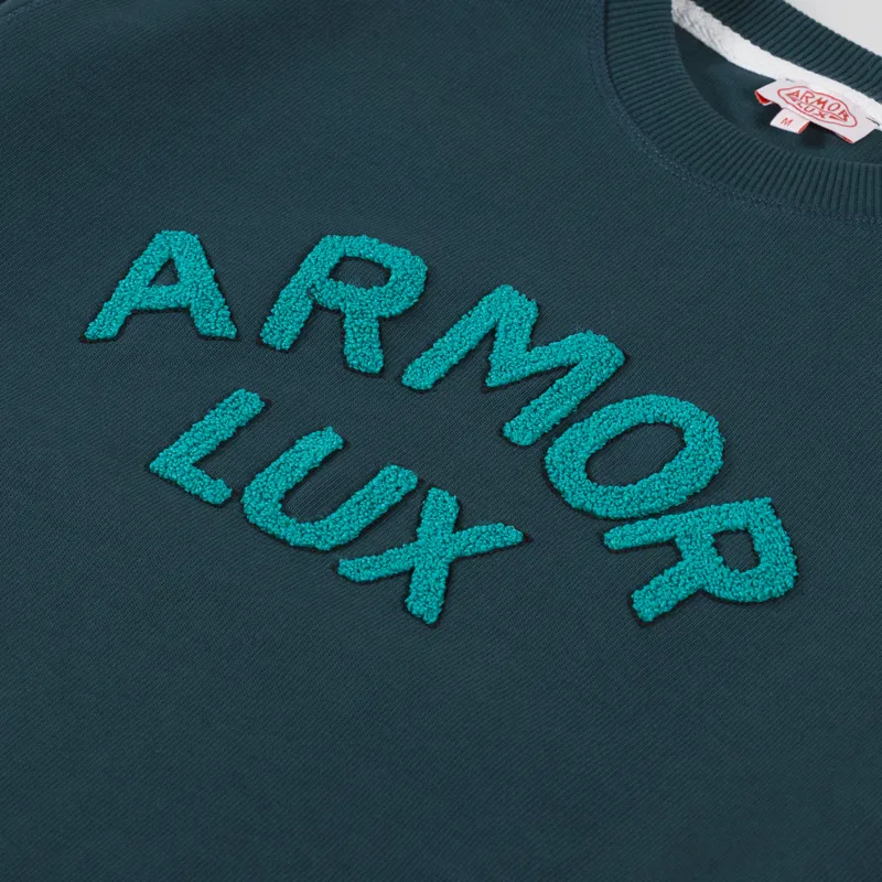 Armor Lux Heritage Logo Crew Sweat Dark Storm Boucle-4