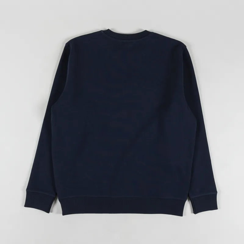 Armor Lux Heritage Logo Crew Sweat Rich Navy Boucle-1