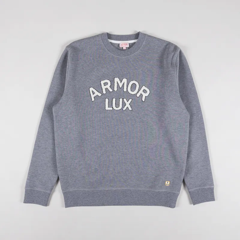 Armor Lux Heritage Logo Crew Sweat Misty Grey Boucle