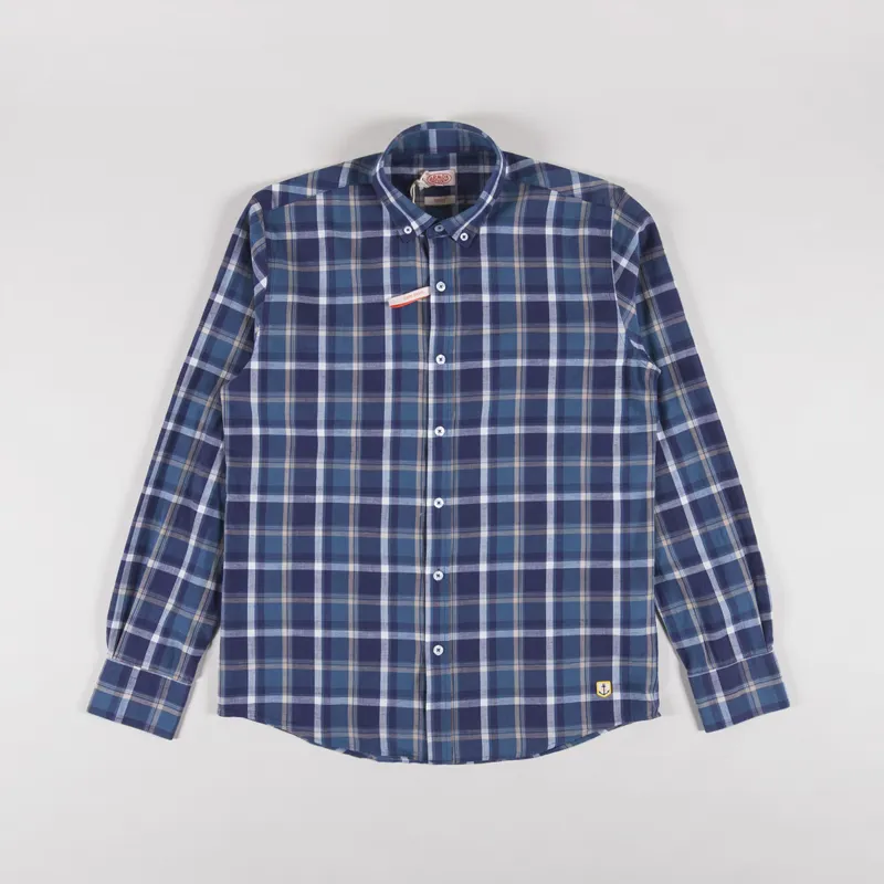 Armor Lux Straight Collar Shirt Carreau Marine Obscur