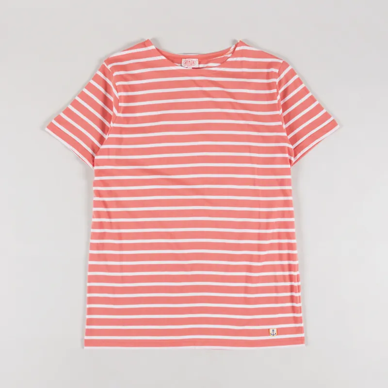 Armor Lux Mariniere T Shirt Coral Milk