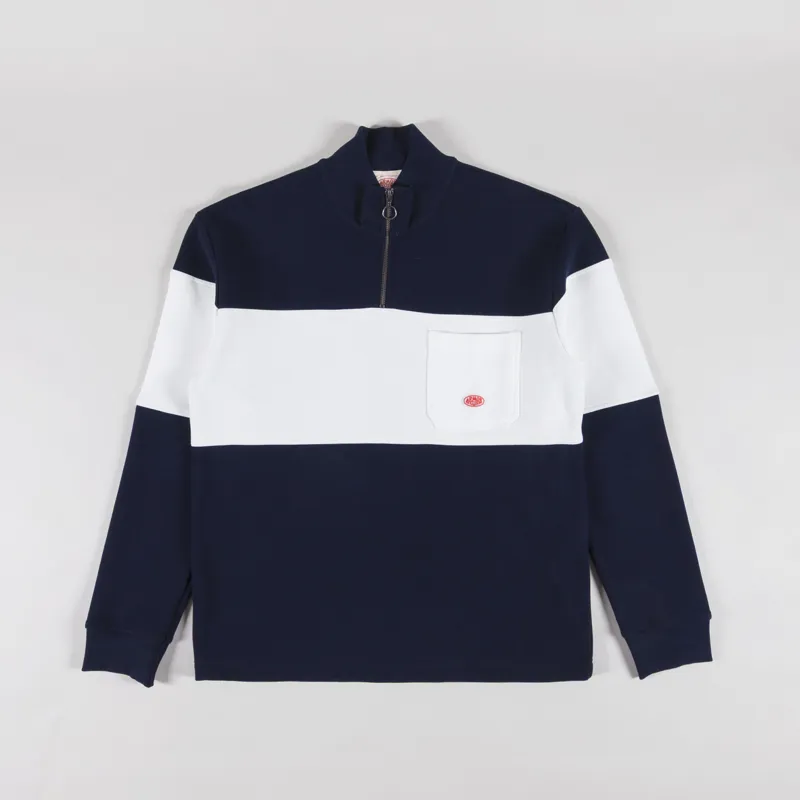 Armor Lux Heritage Trucker Sweatshirt Striped Marine Deep Milk