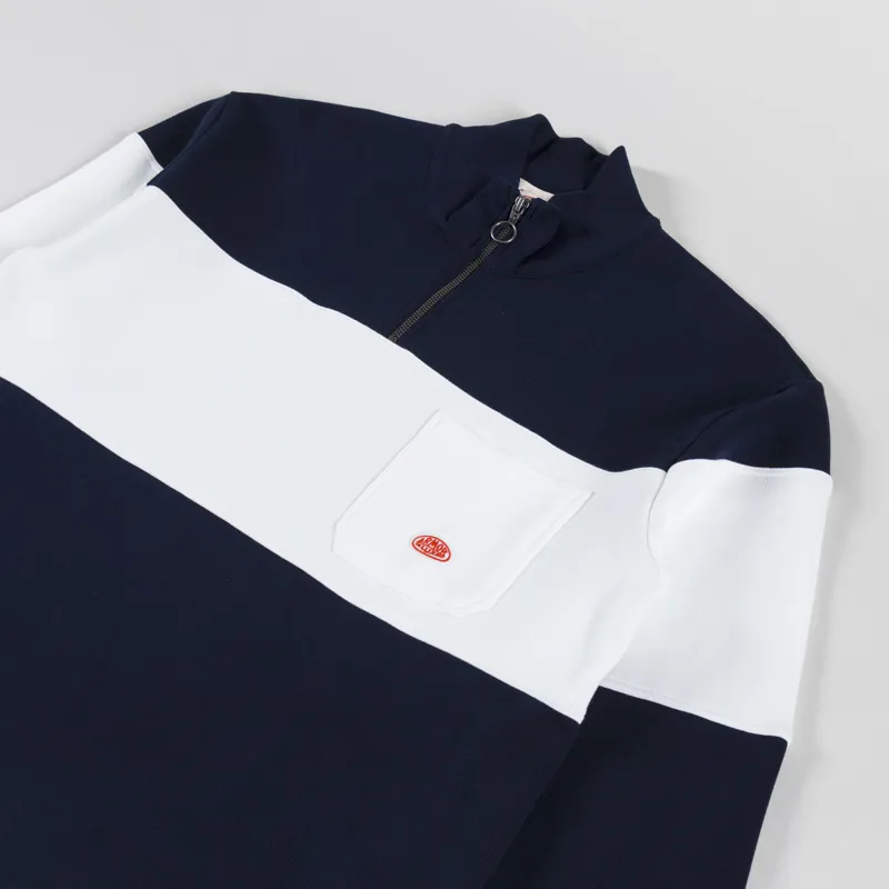 Armor Lux Heritage Trucker Sweatshirt Striped Marine Deep Milk-2