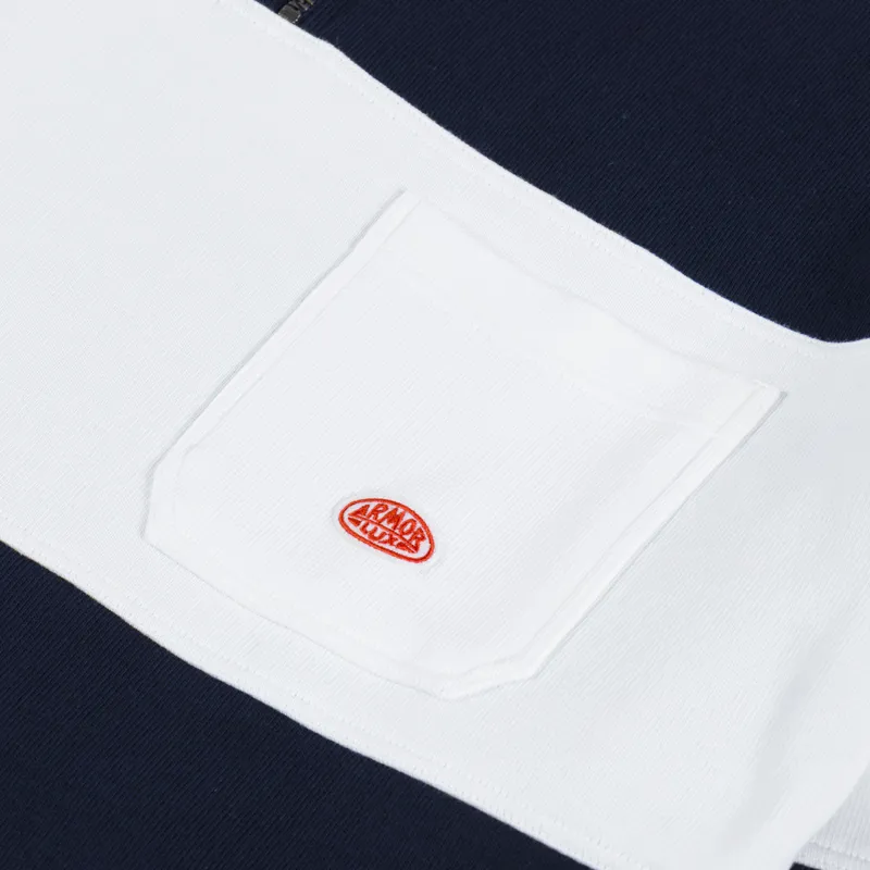 Armor Lux Heritage Trucker Sweatshirt Striped Marine Deep Milk-4