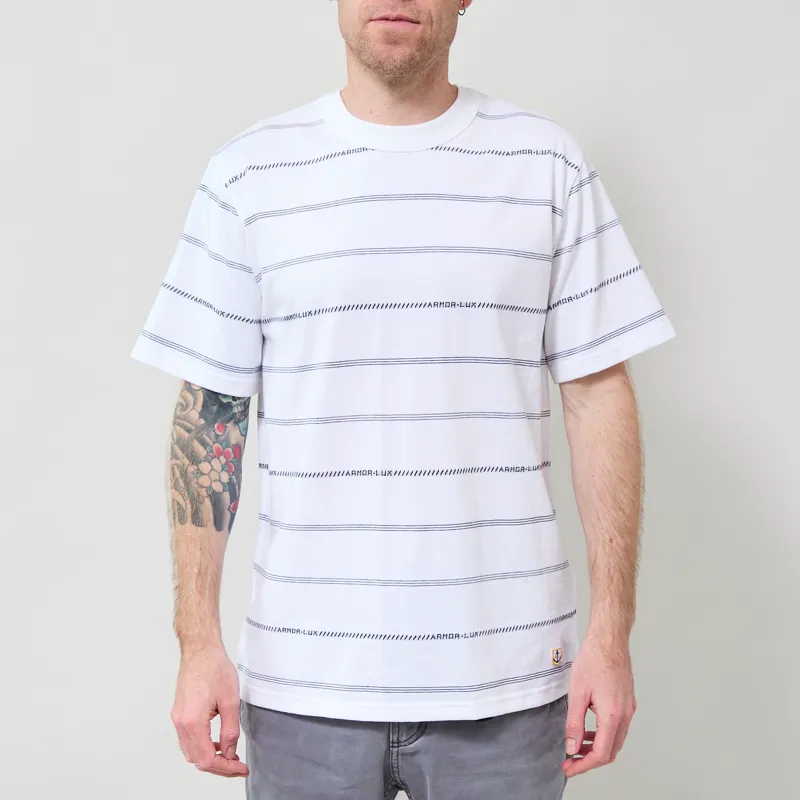 Armor Lux Heritage Organic Stripe T Shirt Milk Navy