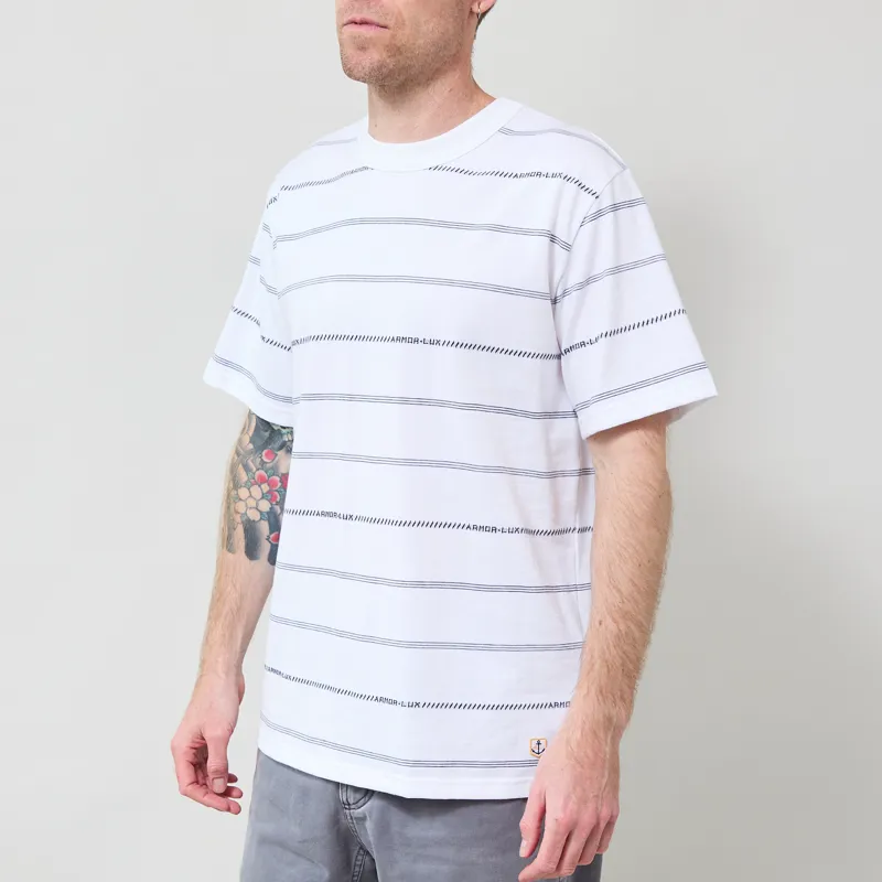 Armor Lux Heritage Organic Stripe T Shirt Milk Navy-1