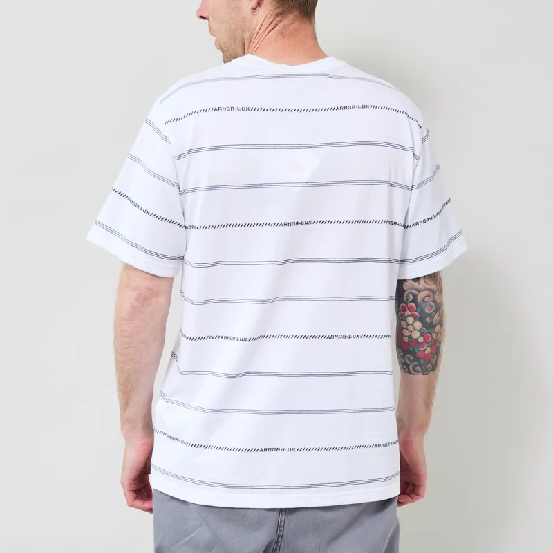 Armor Lux Heritage Organic Stripe T Shirt Milk Navy-2
