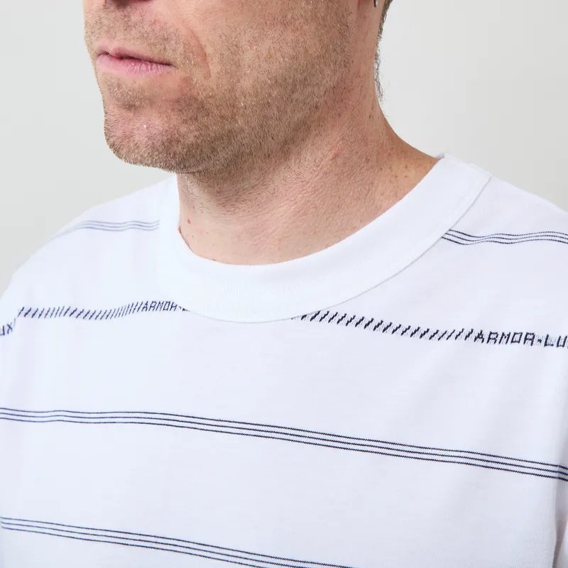 Armor Lux Heritage Organic Stripe T Shirt Milk Navy-3