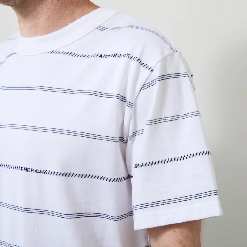 Armor Lux Heritage Organic Stripe T Shirt Milk Navy-4