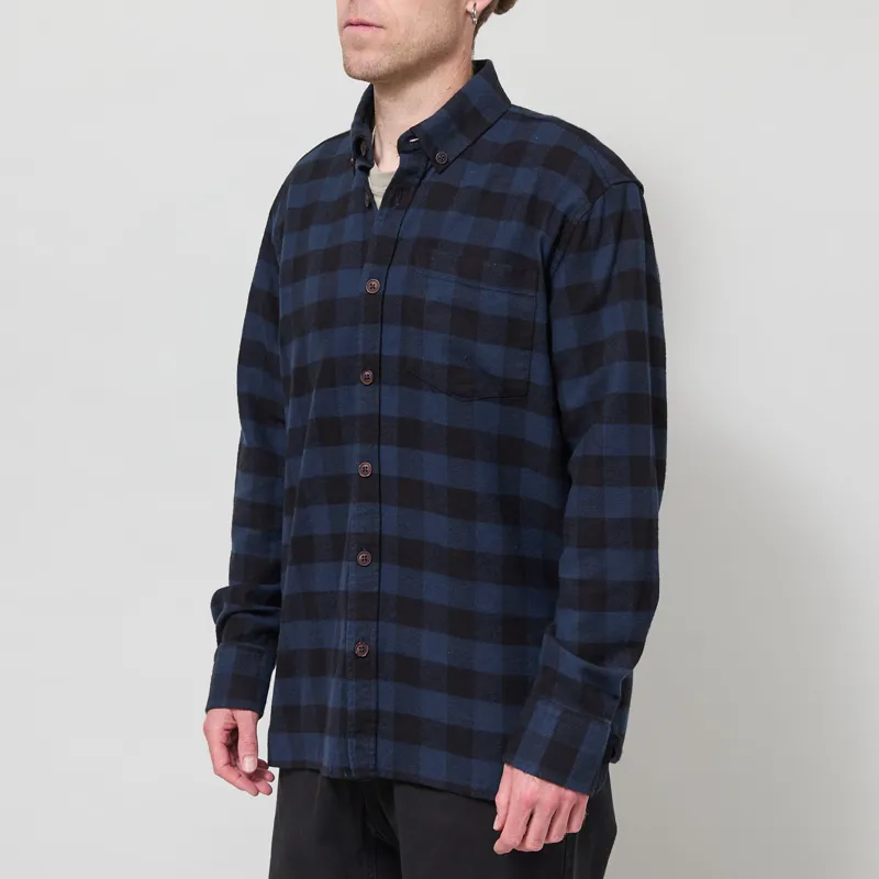 Armor Lux Flannel Overshirt Navy Gingham-1