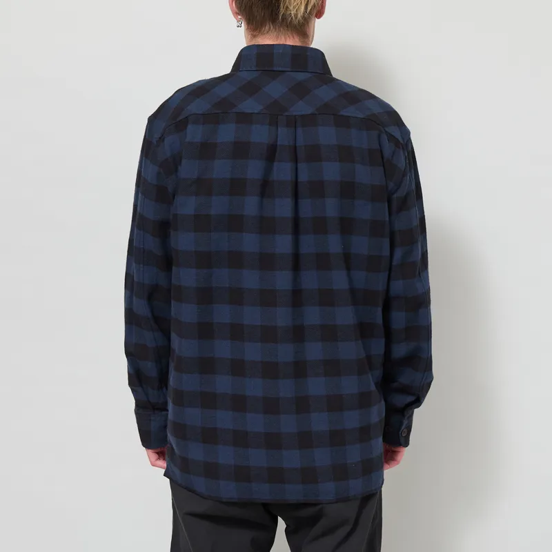 Armor Lux Flannel Overshirt Navy Gingham-2