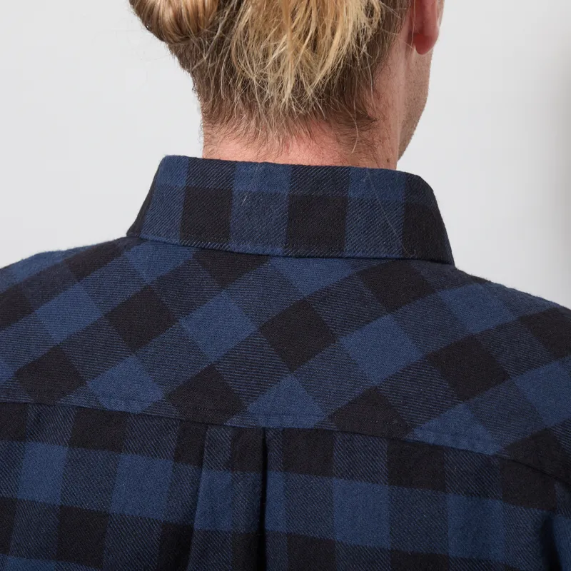 Armor Lux Flannel Overshirt Navy Gingham-5