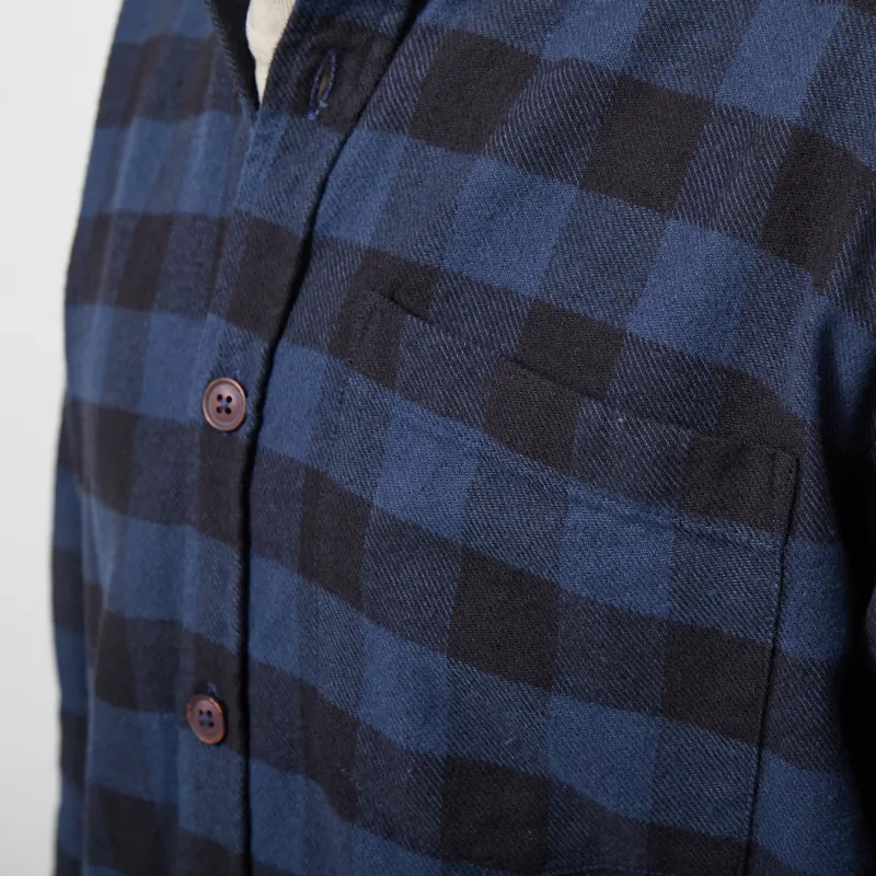 Armor Lux Flannel Overshirt Navy Gingham-6