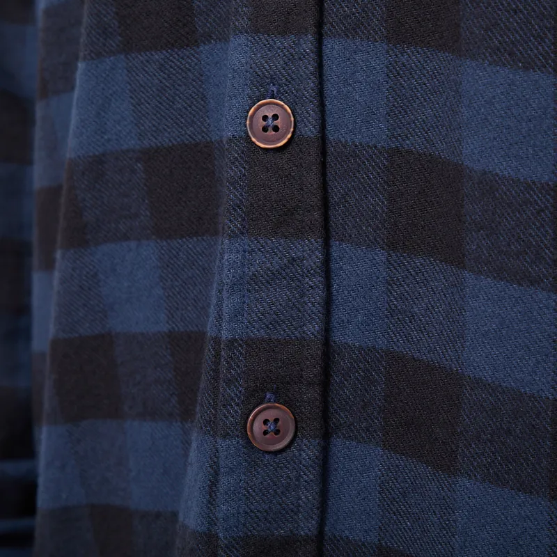 Armor Lux Flannel Overshirt Navy Gingham-7