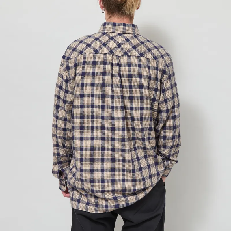 Armor Lux Flannel Overshirt Beige Navire Check-2