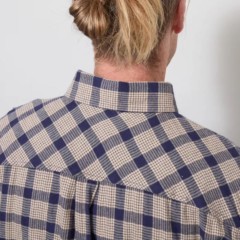 Armor Lux Flannel Overshirt Beige Navire Check-4