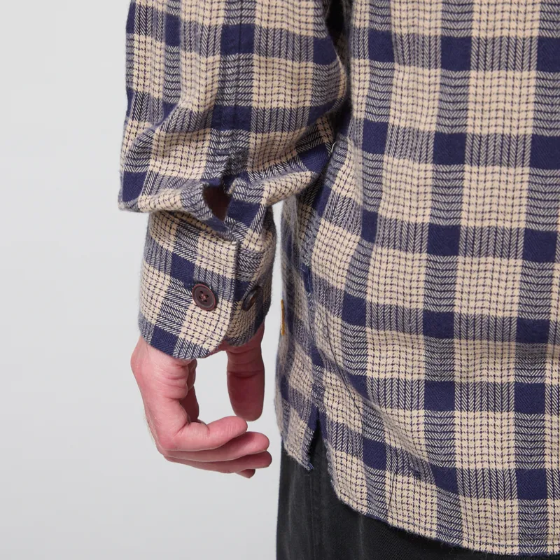 Armor Lux Flannel Overshirt Beige Navire Check-9