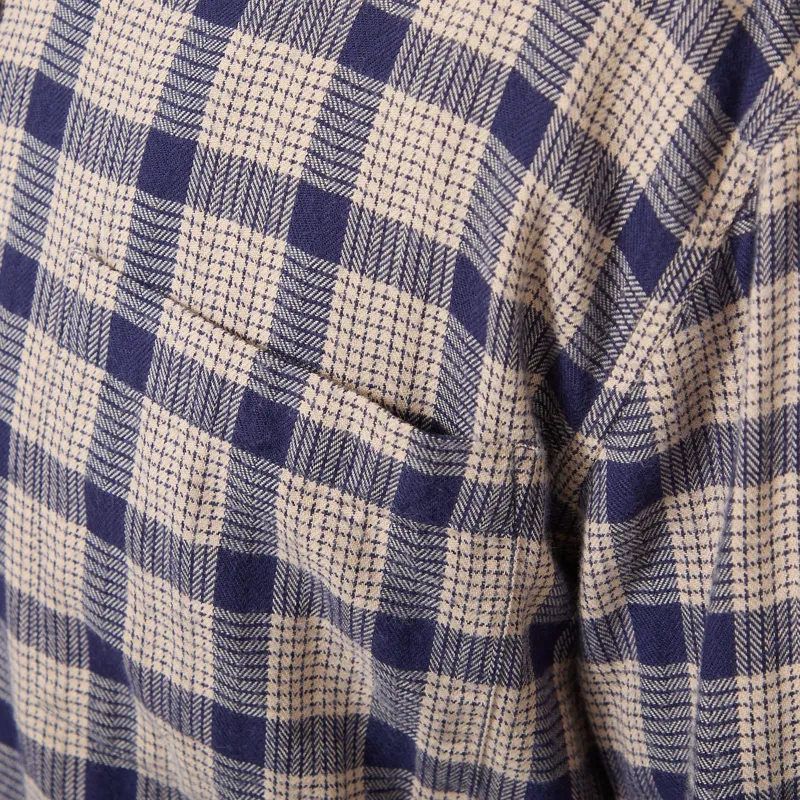 Armor Lux Flannel Overshirt Beige Navire Check-5
