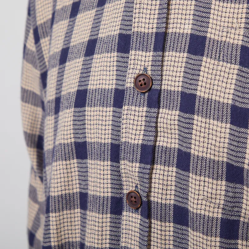 Armor Lux Flannel Overshirt Beige Navire Check-6