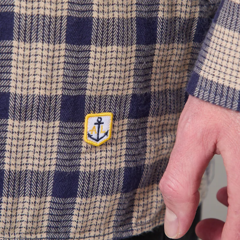 Armor Lux Flannel Overshirt Beige Navire Check-7
