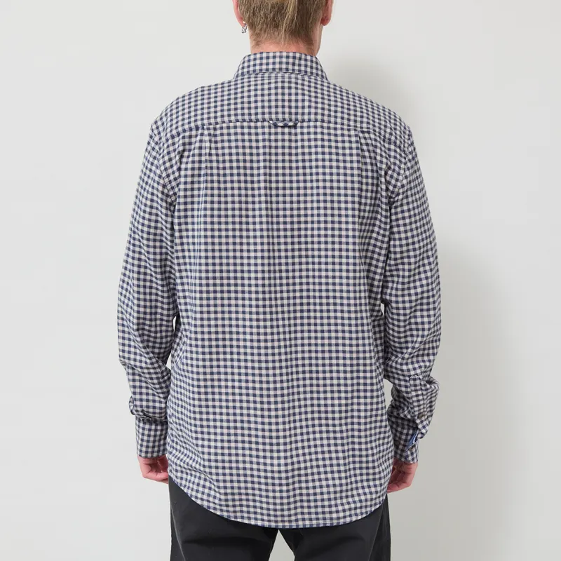 Armor Lux Comfort Long Sleeve Shirt Denim Blue Gingham-2